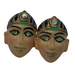 ✨Hand painted Gini head earrings studs rhinestones